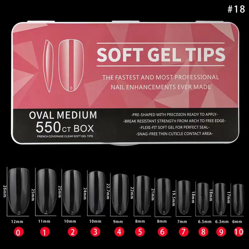 Oval Medium Soft Gel Nail Tips – 550-Piece Pack 1