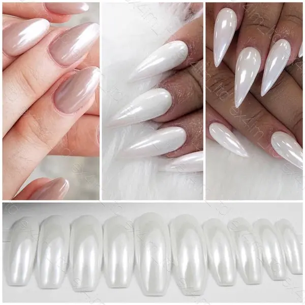 Pearlescent White Chrome Nail Powder 1
