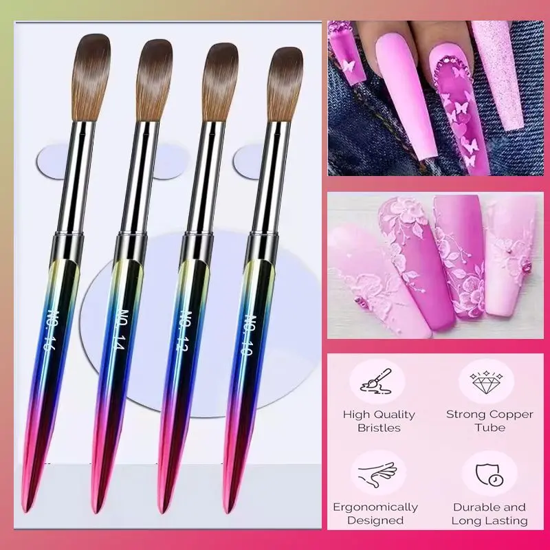 Professional Acrylic Brush Set – Sizes 10, 12, 14, And 16 1