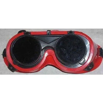Red Welding Safety Goggles With 50Mm Round Flip-Up Lens – Shade 5 Protection 1