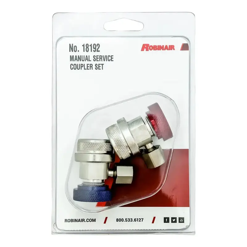 Robinair 18192 R-134A Manual Ac Coupler Kit – Red And Blue Dual Valve Set 1