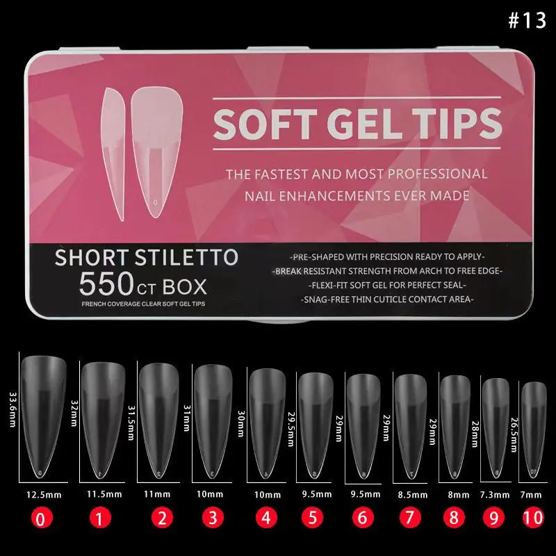 Short Stiletto Soft Gel Nail Tips – 550-Piece Kit 1