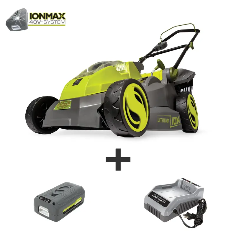 Sun Joe Ion16Lm-Rm 40V Cordless 16-Inch Lawn Mower Kit – Brushless Motor – Refurbished W/ 4.0Ah Battery & Charger 1