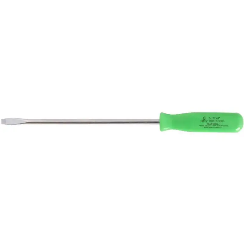 Sunex Neon Green Slotted Screwdriver – 3/16" X 6" 1
