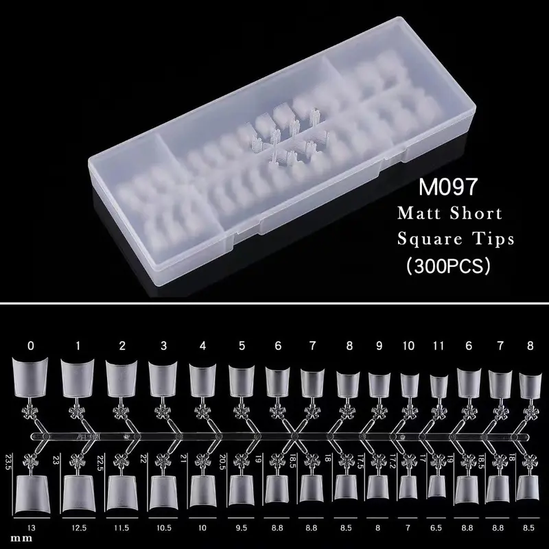 Ultra-Thin Matte Short Square False Nail Tips – 300-Pack (Style M097) 1