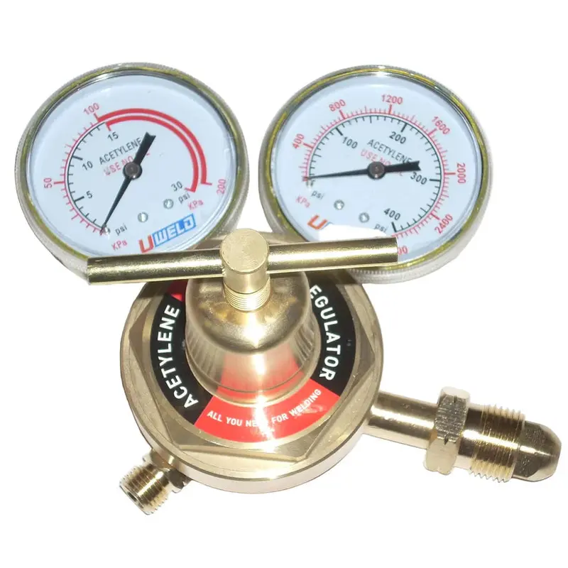 Uweld Cga 510 Gas Regulator – For Acetylene Or Lp Propane, Dual 2.5" Gauges 1