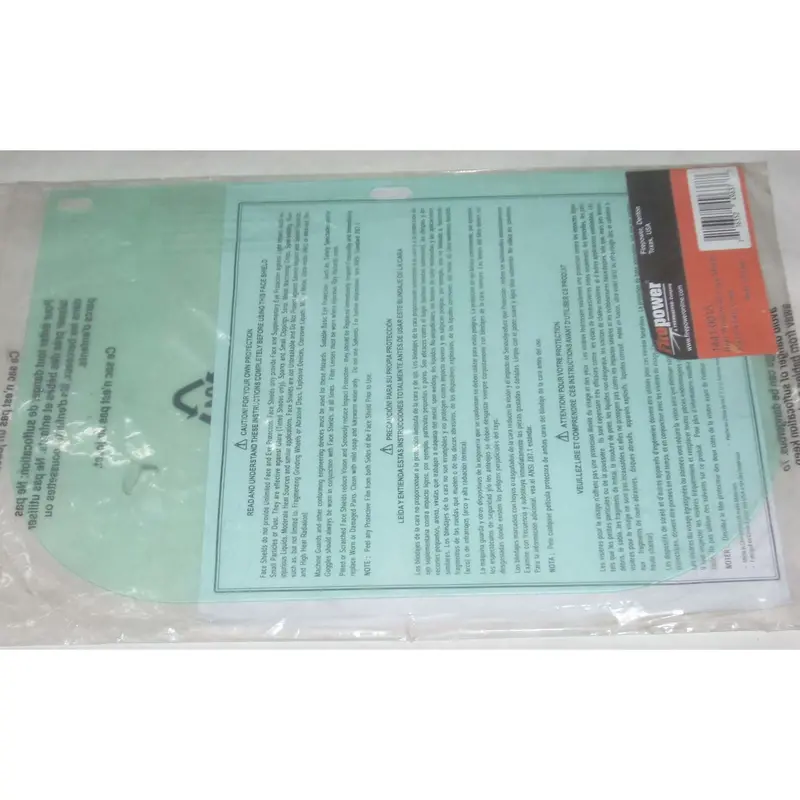 Victor Firepower Clear Face Shield – 8" × 12", Unbound Edge Design 1