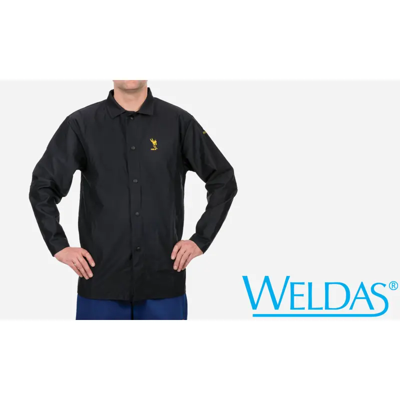 Weldas Cool Fr Welding Jacket – 30" Navy Cotton, Medium Size 1