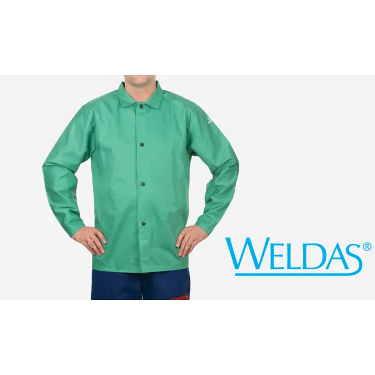 Weldas Heavy Fr Green Welding Jacket – 30", 12 Oz Cotton, Medium Fit 1