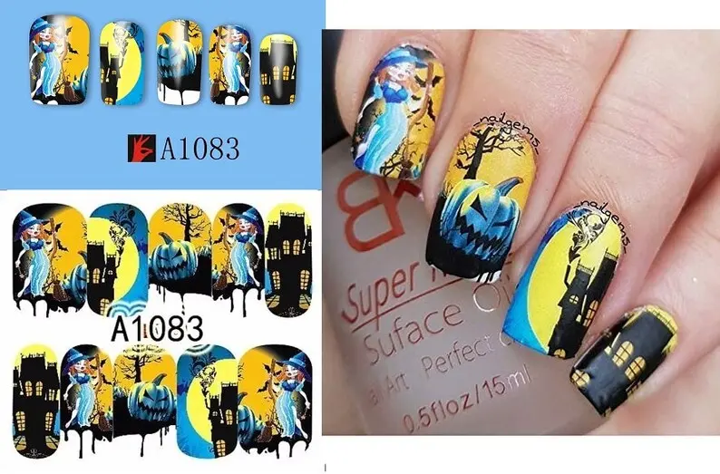 Witch Hat Halloween Nail Art Sticker A1083 1